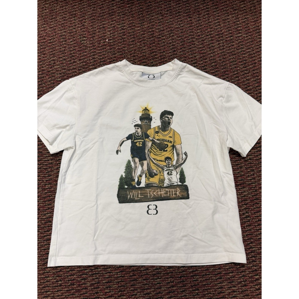 Will Tschetter Michigan Wolverines Graphic T-Shirt Mens M White E3 Creative